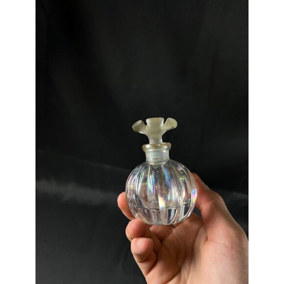 Marked 24% lead crystal Clear perfume bottle with Bird topper EUC vintage - Picture 7 of 11